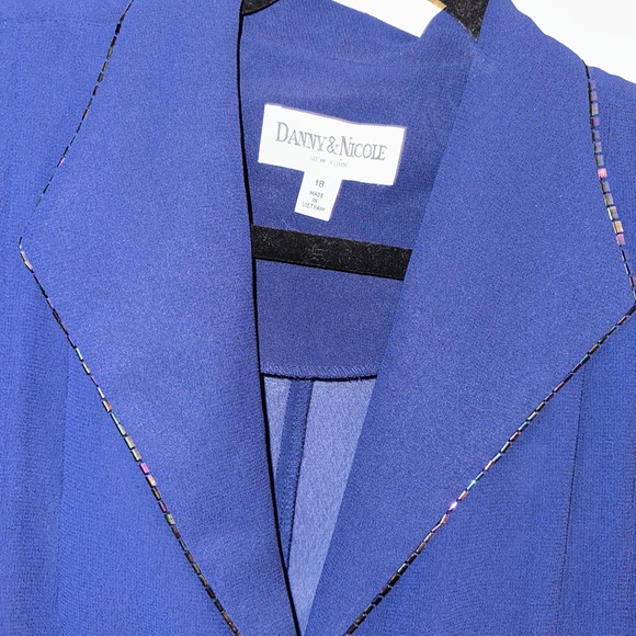vintage Danny & Nicole size 18 navy sheer blouse Elbow sleeve Button please Bead - Picture 2 of 4